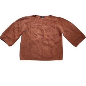 3D Knit Cotton Wide 3/4 Sleeve Sweater Women's Sz Medium Brown Fall Earthy Loose